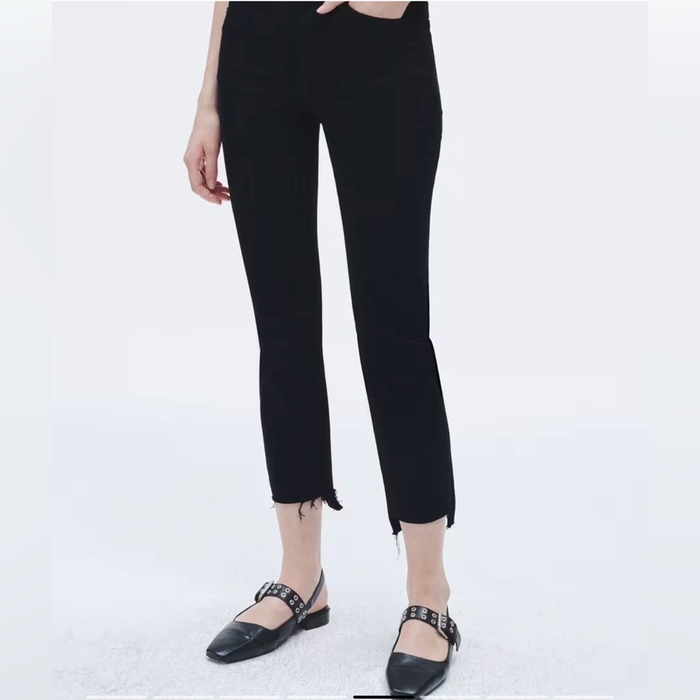 Rag & Bone Flexi Wren High Rise Raw Hem Ankle Black Denim Stretch Jean Size 28